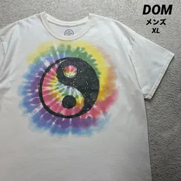 DOM 음양 타이다이 패턴 프린트 T셔츠 남성용 XL