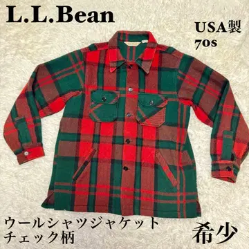 레어 L.L.Bean 울 셔츠 자켓 체크 무늬 USA제 70s