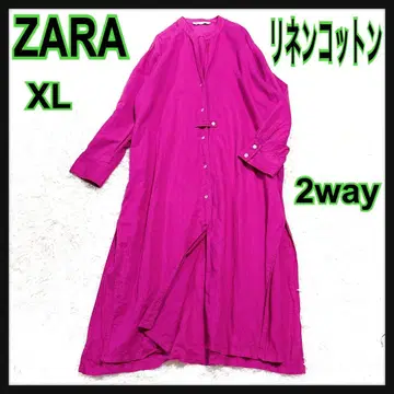 자라 ZARA 린넨 코튼 2way 롱 셔츠 원피스 핑크 XL 워셔블