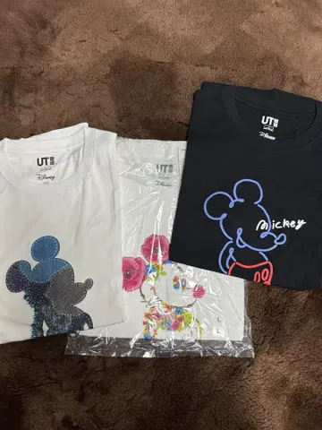 미사용 UNIQLO UT Disney 미키마우스 T셔츠 3개 세트