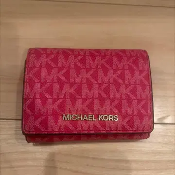 MICHAEL KORS 3단 폴더형 지갑 핑크 MK 패턴