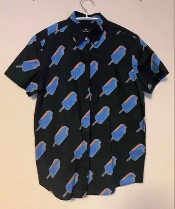 PS Paulsmith 셔츠 38 반팔 아이스크림 아이스 블랙