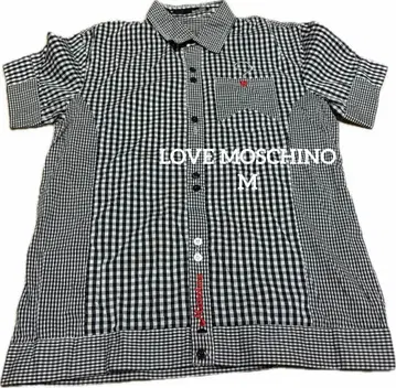 LOVE MOSCHINO 반팔 셔츠 깅엄 체크 M