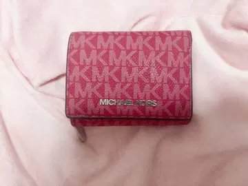 MICHAEL KORS 3단 폴더형 지갑 핑크 MK 패턴