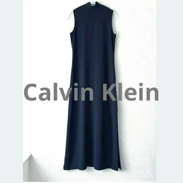 [ Calvin Klein ] 롱 원피스 하이넥 슬리브리스 블랙 M