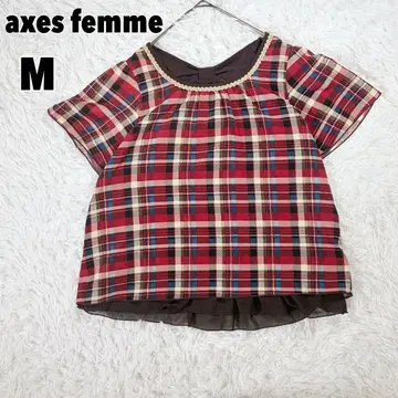 axes femme 엑시즈팜 백리본 체크 무늬 블라우스 M