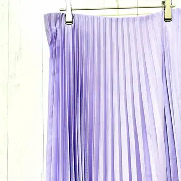 자라 ZARA 라벤더 퍼플 L 플리츠 롱 스커트 허리밴딩