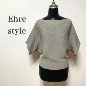Ehre style 반팔 니트 돌먼 슬리브 보트넥 베이지