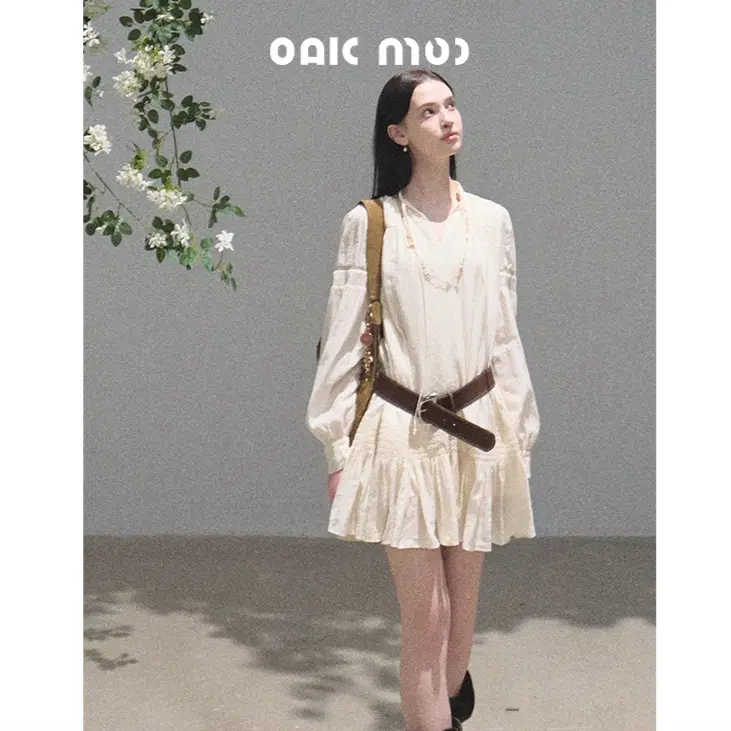 OAKMOO 오크무 여름 휴가 케이크 스커트 벨트 셔츠 원피스