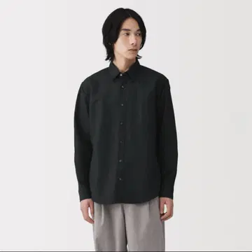 무인양품 헴프코튼 긴팔 셔츠 블랙 S