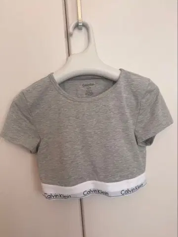 Calvin Klein 크롭 티셔츠 그레이 M