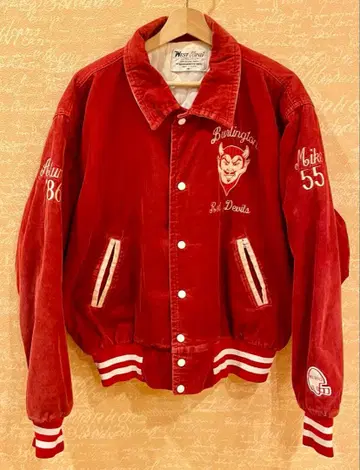 80s USA제 데빌 모티브 코듀로이 바시티 자켓 XL
