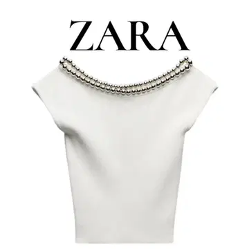 ZARA 비즈 플레인 니트탑 S 택 포함 새상품