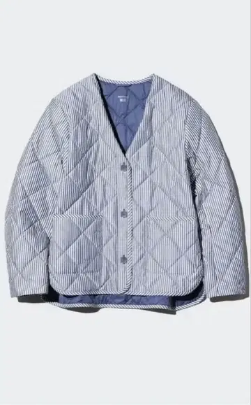 UNIQLO 퀼팅 자켓 스트라이프 노카라