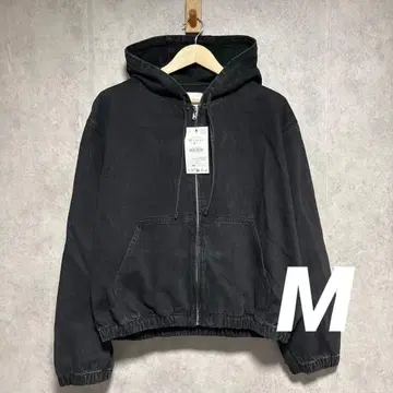 ZARA 자수 후드 부착 데님 자켓 M