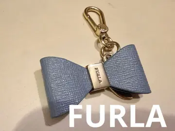 FURLA 리본형 키링 블루 훌라 리본 참 골드