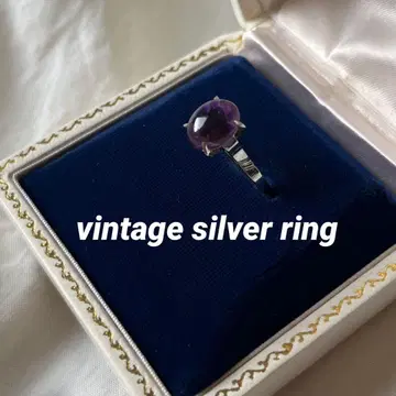 vintage 반지 silver 자수정 레트로 쇼와 카보숑