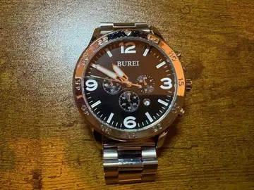 BUREI BS0124 남성용 손목시계 쿼츠 실버 작동품 시계 부품 결품