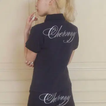 fekete chernyy 백 자수 로고 피케 셔츠 팬츠 셋업