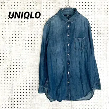 UNIQLO 유니클로 데님 셔츠 롱 기장 긴팔 코튼 100% ( S )