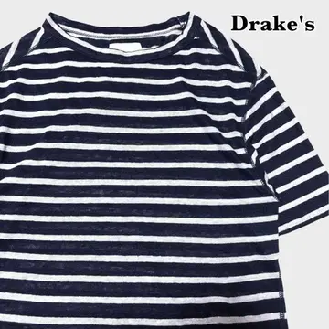 새상품급 Drake's Linen100% Border S/S Tee 36