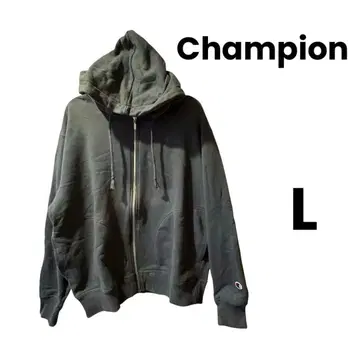 Champion 챔피온 후드티 집업 L 다크 그레이 로고