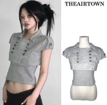 THEAIRTOWN 나폴레옹 로얄 옷깃 칼라 상의 그레이