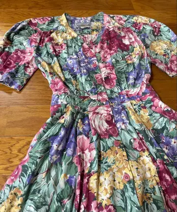 해외 구제 의류 프랑스 앤티크 vintage 꽃무늬 원피스 드레스
