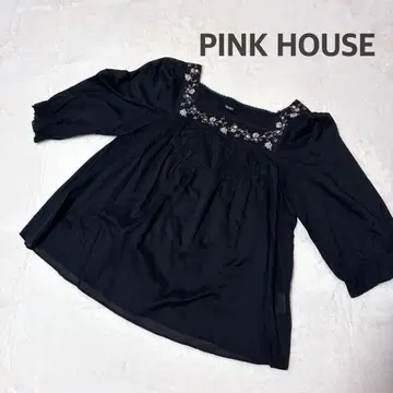 PINK HOUSE 핑크하우스 블라우스 자수 꽃무늬 상의 핀턱