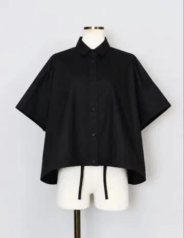 프라이오리티 토르네라 여성용 반팔 와이드 셔츠 블랙 드로스트