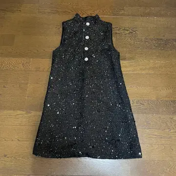 ZARA 슬리브리스 미니 원피스 블랙 스팽글