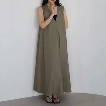 ENC V넥 볼륨 플레어 원피스
