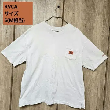 새상품급 RVCA 루카 티셔츠 화이트 S (M 상당) 백 로고 테이프 포켓