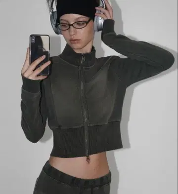 BLACKUP 가디건 후드티 상의 차콜 그레이