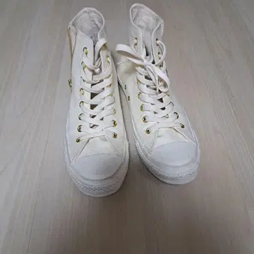 CONVERSE 하이컷 스니커즈 화이트 골드 지퍼