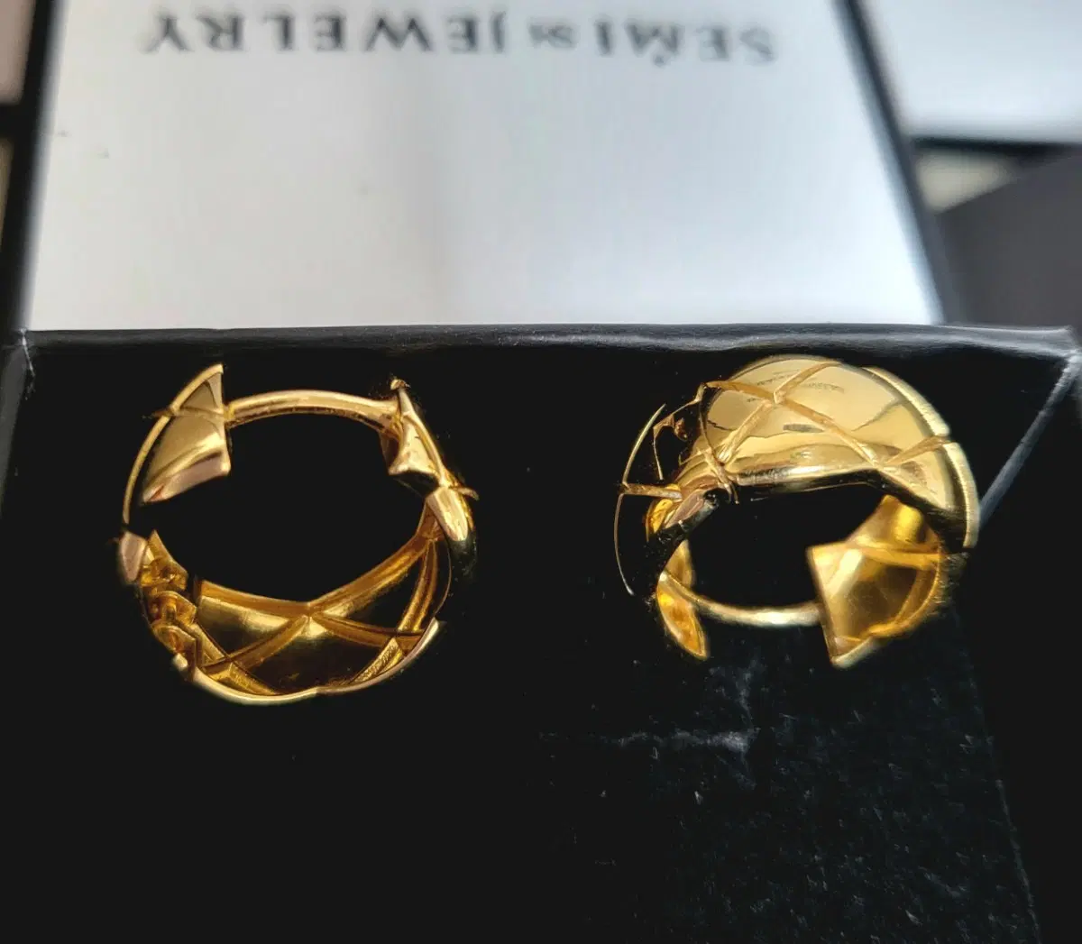 18k 바게트 원터치 귀걸이 한쌍