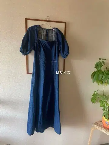 ZARA 데님 원피스 퍼프 슬리브 스퀘어 넥