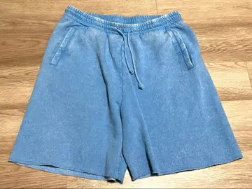 ZARA 워시 가공 맨투맨 하프 팬츠 블루 XL
