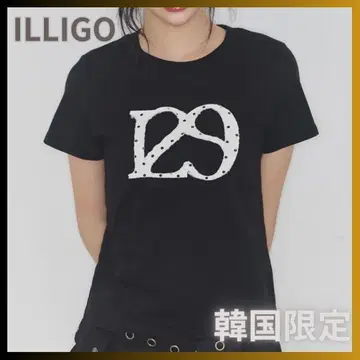[인기] ILLIGO 129 로고 패치 티셔츠 블랙 도트