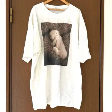 스펙트라 프린트 티셔츠 크루넥 반팔 XL 화이트 면 외출용