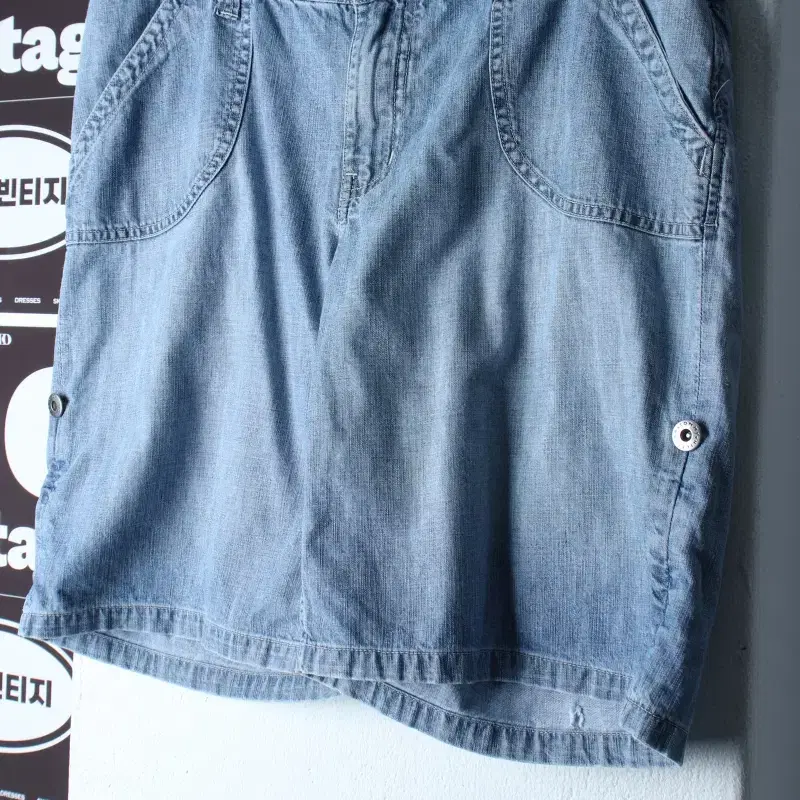 W(XL) 타미힐피거 반바지 팬츠 샴브레이 워싱 포켓 아메카지-P1056