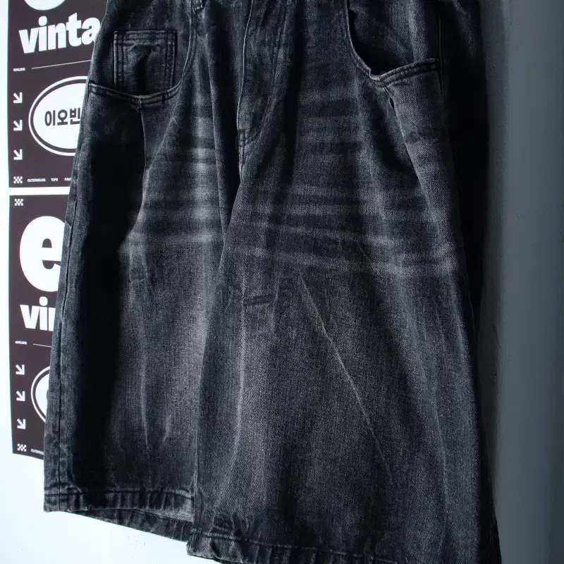 (L-XL) 밀로 아카이브 반바지 팬츠 버뮤다 데님 흑청-P10493