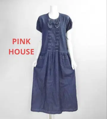 90s* PINK HOUSE 데님 반팔 원피스 인디고 M