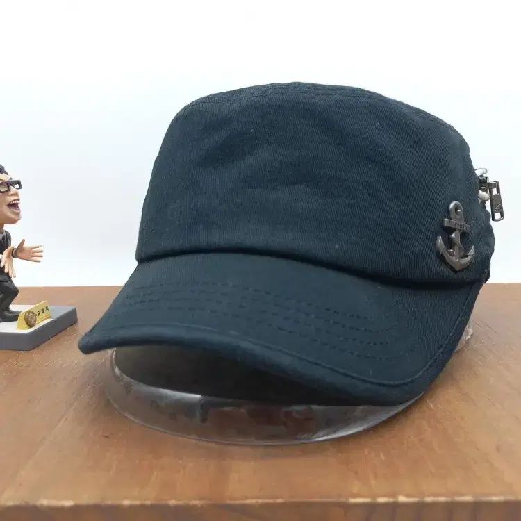 햇츠온 메탈 앵커 닻 장식 군모 빈티지 워크캡 블랙