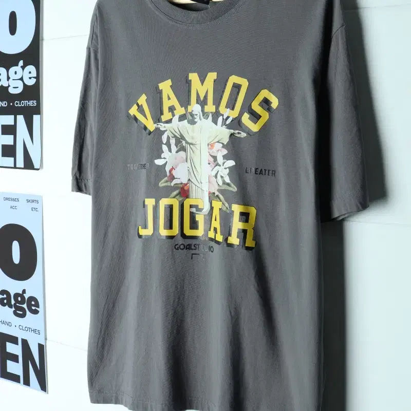 (L-XL) 골 스튜디오 반팔 티셔츠 리오 예수석상 차콜-H34693