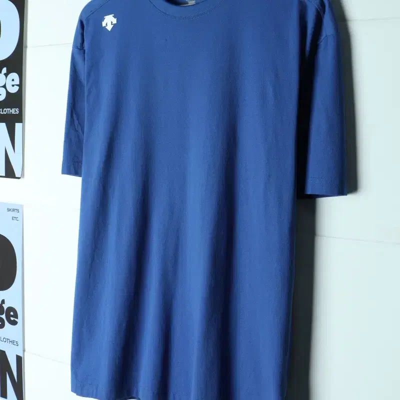 (M-L) 데상트 반팔 티셔츠 기능성 블루 폴리-H34698