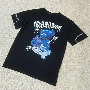지뢰계 서브컬처 계열 GOTHIC 반팔 T셔츠 블랙 테디베어 M
