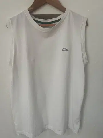 LACOSTE 라코스테 슬리브리스 티셔츠 화이트