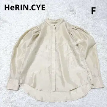 해린도트사이 퍼프 슬리브 블라우스 F 화이트 광택 개더 밴드 카라