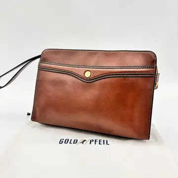 GOLD PFEIL 골드파일 클러치백 가죽 브라운